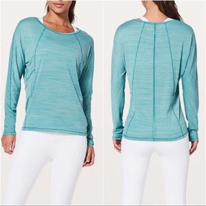 Lululemon Set To Sweat Long Sleeve Top Teal Blue Luon Sz 10